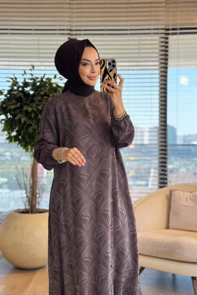 26246 Gonca Volanlı Elbise Vizon