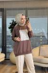 2683 Baskı Ve Nakış Detaylı SweatShirt Toprak