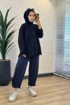 27QW1000 Önü Kuş Nakışlı Sweat Lacivert