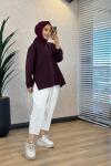 27QW1000 Önü Kuş Nakışlı Sweat Mürdüm
