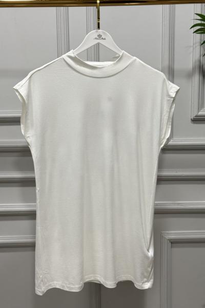 2948 Yüksek Yaka Kolsuz İçlik Ekru