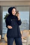 3051 Cebi Fermuar Detaylı Sweatshırt Siyah