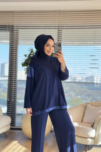 3060 Garni Detaylı Takım Lacivert