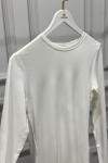 3077 Sıfır Yaka Uzun Kol Bluz Ekru