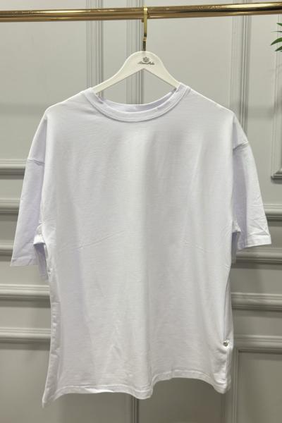 3097 Kısa Kol Oversıze Tshırt Beyaz