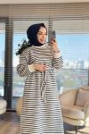 3177 Çizgili Üç İplik Elbise Lacivert