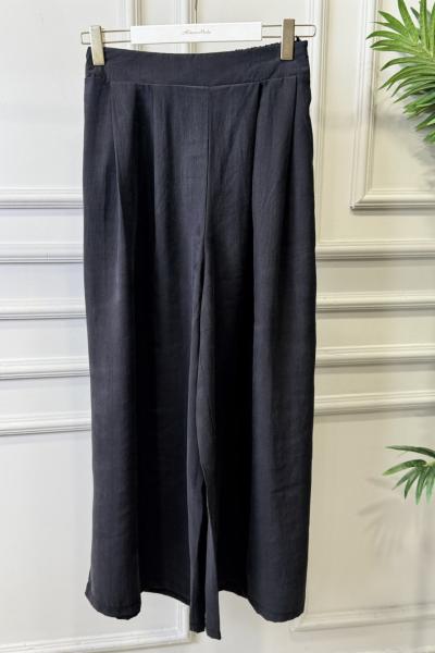 3206 Pileli Bol Paça Pantolon Siyah