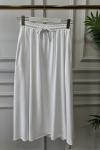 3322 Tencel Beli Lastikli Kloş Etek Beyaz