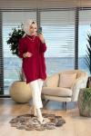 3399 Yarasa Kol Triko Tunik Kırmızı