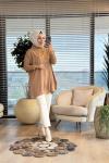3399 Yarasa Kol Triko Tunik Latte