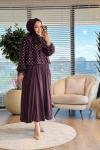 3403 Yakası Bağlama Detay Puantiyeli Bluz Bordo