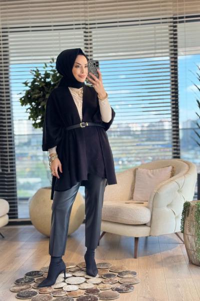 36840 Triko Kemerli Panço Siyah