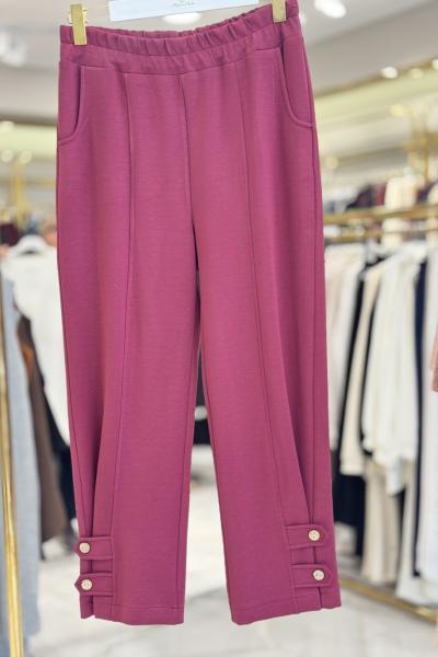 3952 Paçası İki Düğme Ve Biritli Pantolon Bordo