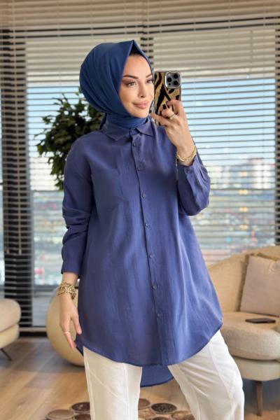 4373 Tek Cepli Gömlek İndigo