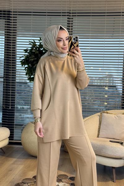 4401 Ecrin Takım Koyu Bej