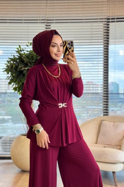 4422 Önü C Tokalı Modal Takım Bordo