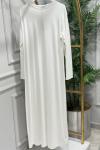 4422 Penye Uzun Kol İçlik Elbise Ekru
