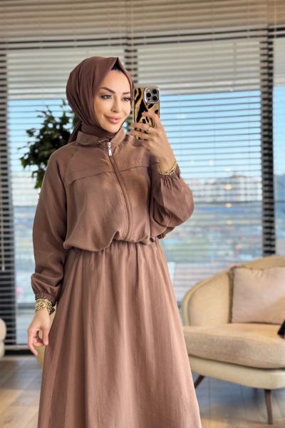 4454 Roba Parçalı Ön Fermuarlı Takım Vizon