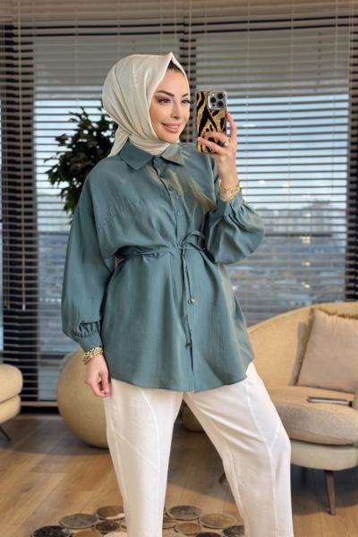 4464 Robası Dikişli Klasik Gömlek Yeşil