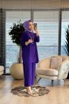 5015 Yanları Cepli Sandy Takım Mor