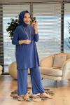 5015 Yanları Cepli Sandy Takım İndigo