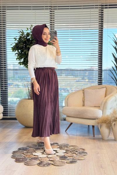 570 Çiçek Aksesuarlı Bluz Ekru