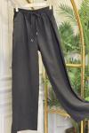7251 Keten Beli Lastikli Pantolon Siyah