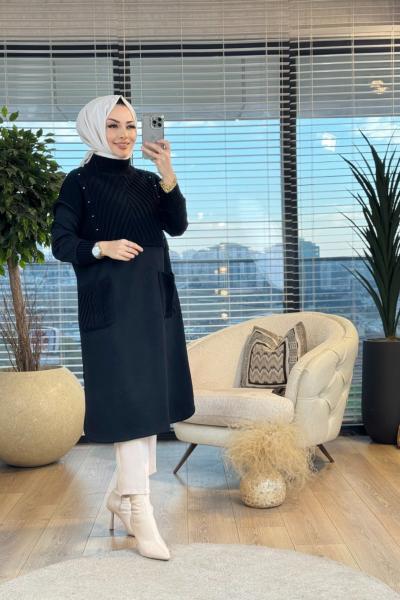 7370 Roba Triko Ve Zımba Detaylı Tunik Siyah