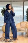 7428 Tencel Önden Fermuarlı Takım Lacivert