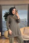 7474 Oysho Patı Fermuarlı Tunik Haki