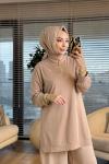 7474 Oysho Patı Fermuarlı Tunik Bej