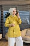 7486 Omuz Zımba Yıldız Detaylı Kot Ceket Sarı