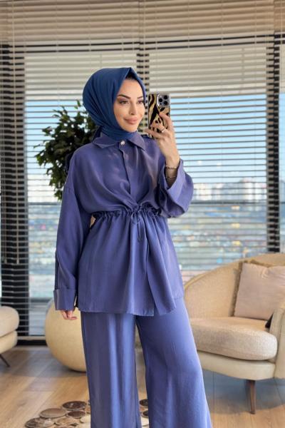 7494 Omuzu Apoletli Önü Bağcıklı Takım İndigo