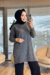 7765 Simli Ve Pullu Triko Tunik Antrasit