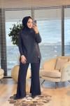 7768 Oslo Yandan Fermuarlı Triko Tunik Antrasit