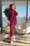 7880 Üstü Serpme Taşlı Triko Tunik Bordo