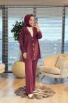 80259 Saçak V Yaka Hırka Bordo