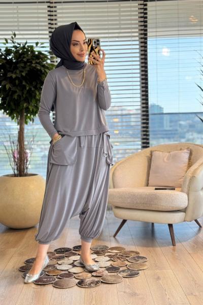 8035 Şalvar Takım Gri