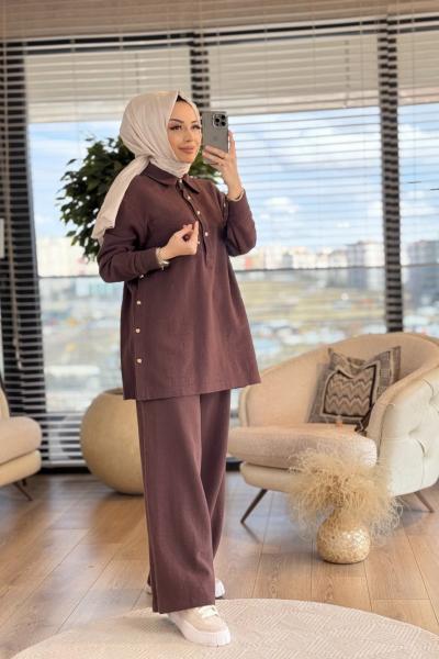 8513 Yandan Düğmeli Takım Kahve