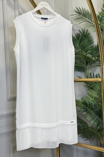 876 Önü Şifon Altı Piliseli Kolsuz İçlik Ekru