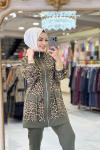 9768 Leopar Desenli Fermuarlı Takım Haki
