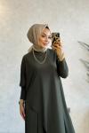 HWN6294 Lilyum Şalvarlı Takım Haki