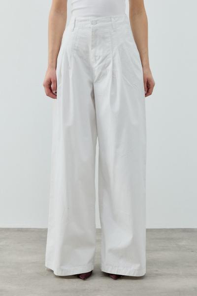 MRW1691 Pileli Denim Pantolon Beyaz