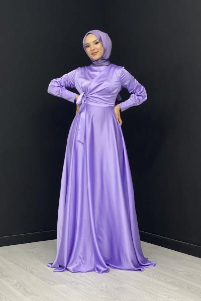Belden Bağlamalı Saten Abiye