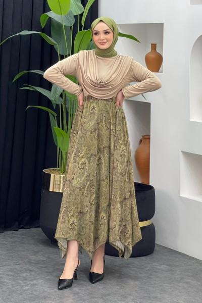 Etnik Desen Şifon Etek