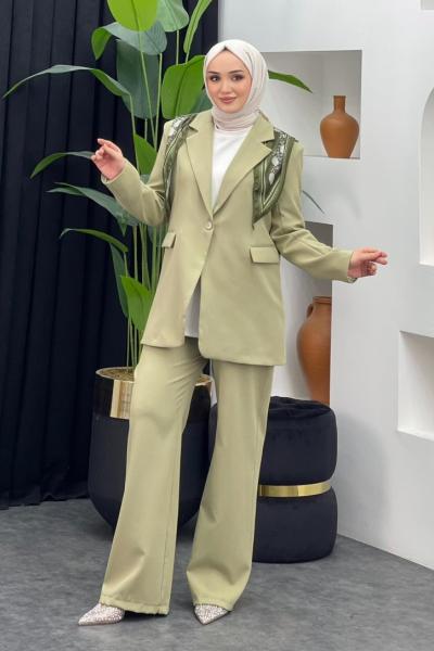 Fularlı Ceket Takım