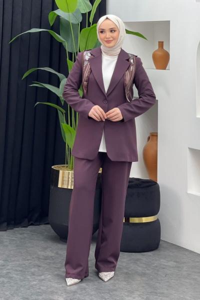 Fularlı Ceket Takım