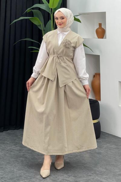 Gül Detaylı Etekli Takım