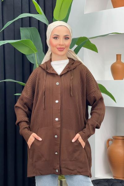 Kapşonlu Triko Hırka