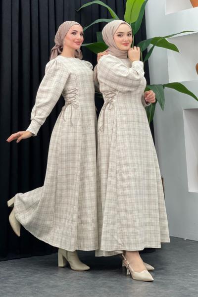 Tüvit Bağcıklı Elbise